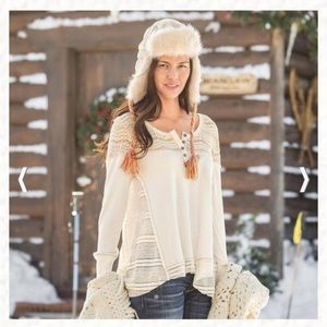 Sundance Cream Long Sleeve Thermal Henley Top